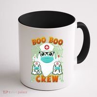 Funny Halloween Ghost Nurse Boo Boo Crew Coffee Mug thumb 1