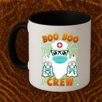 Funny Halloween Ghost Nurse Boo Boo Crew Coffee Mug thumb 2