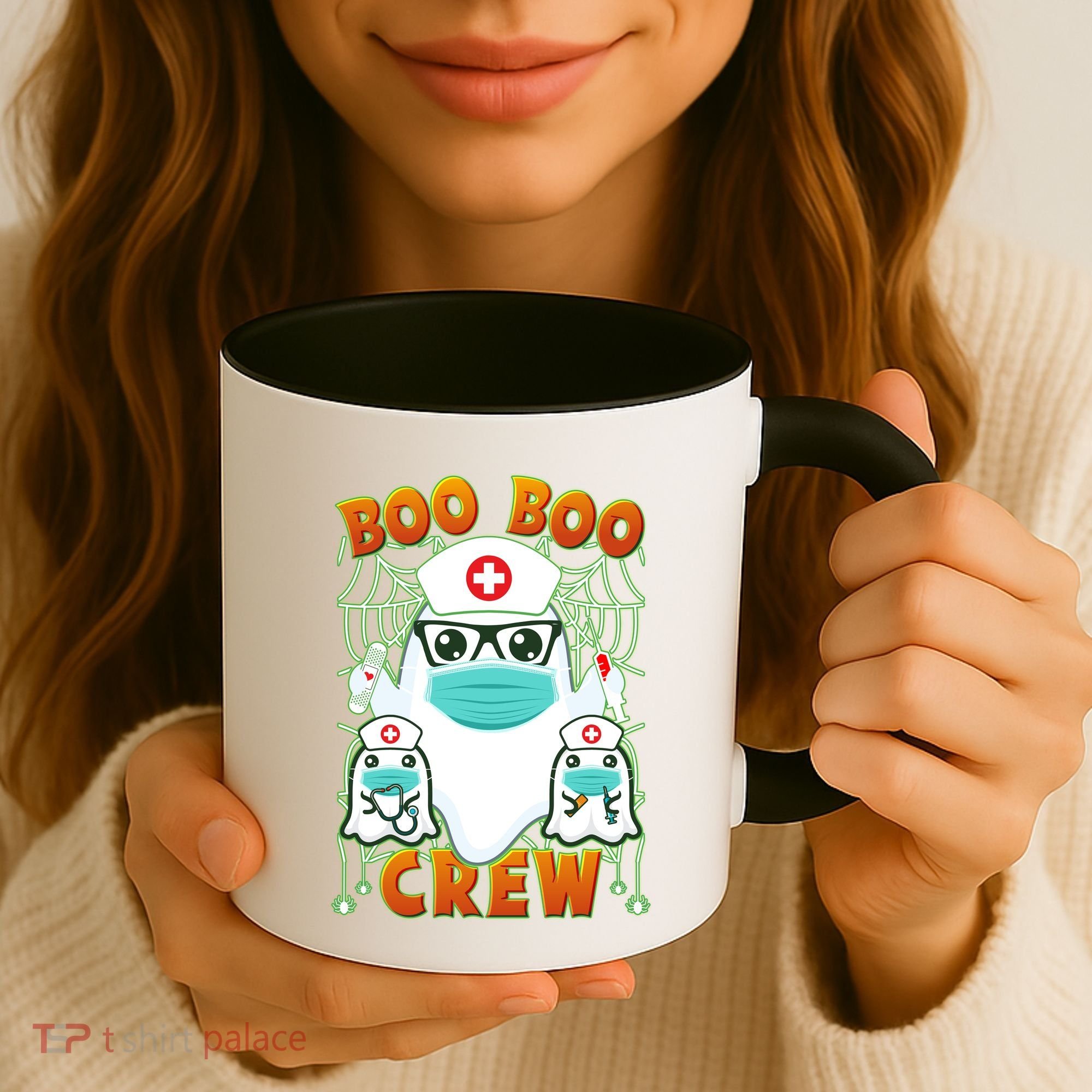 Funny Halloween Ghost Nurse Boo Boo Crew Coffee Mug