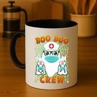 Funny Halloween Ghost Nurse Boo Boo Crew Coffee Mug thumb 4