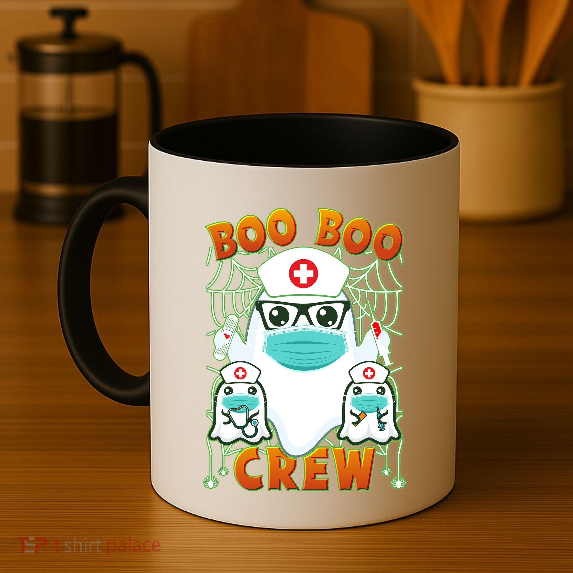 Funny Halloween Ghost Nurse Boo Boo Crew Coffee Mug