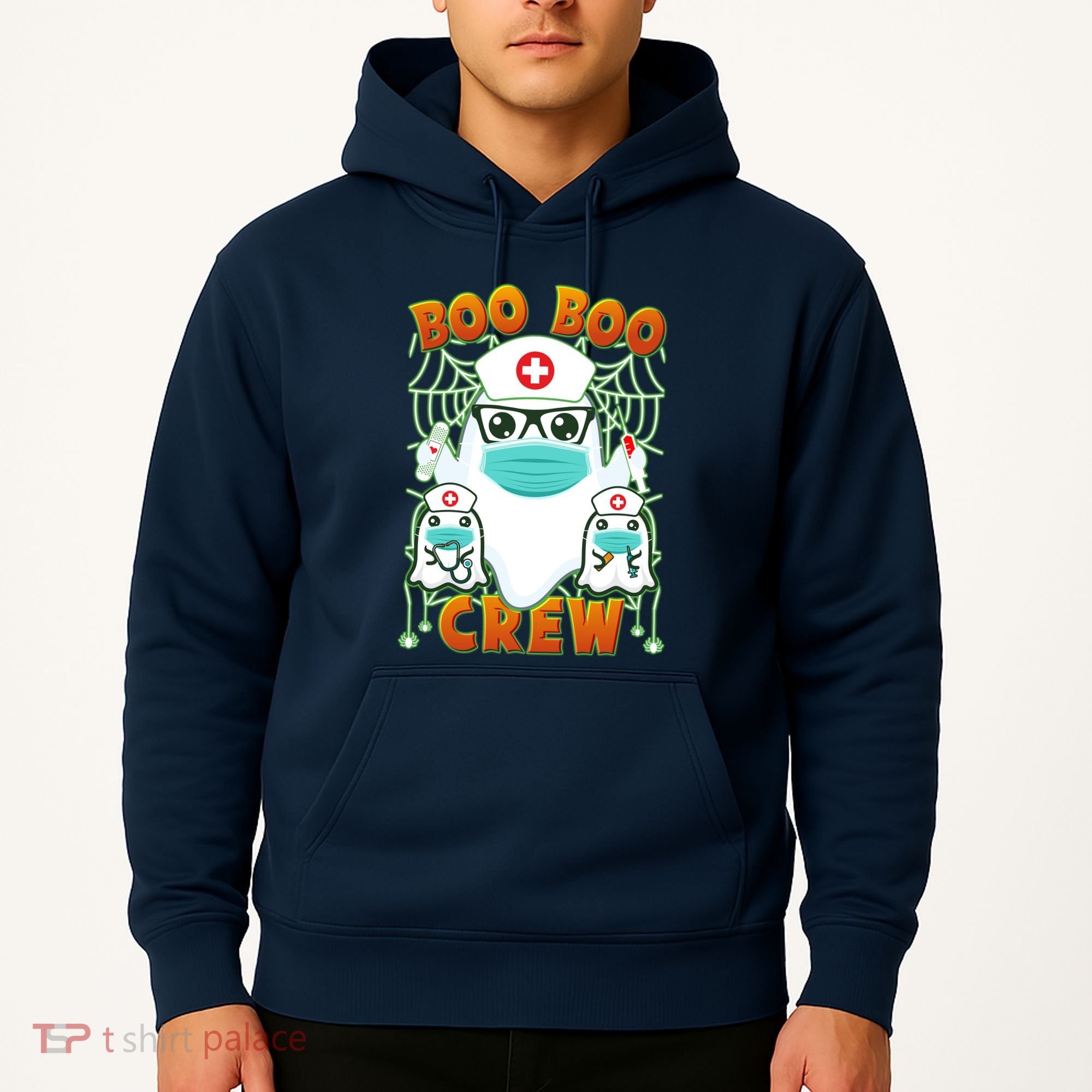 Funny Halloween Ghost Nurse Boo Boo Crew Hoodie