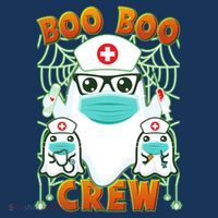 Funny Halloween Ghost Nurse Boo Boo Crew Sweatshirt thumb 3
