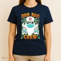 Funny Halloween Ghost Nurse Boo Boo Crew T-Shirt thumb 4