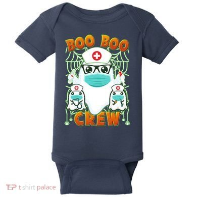 Funny Halloween Ghost Nurse Boo Boo Crew Baby Bodysuit