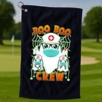 Funny Halloween Ghost Nurse Boo Boo Crew Golf Towel thumb 1