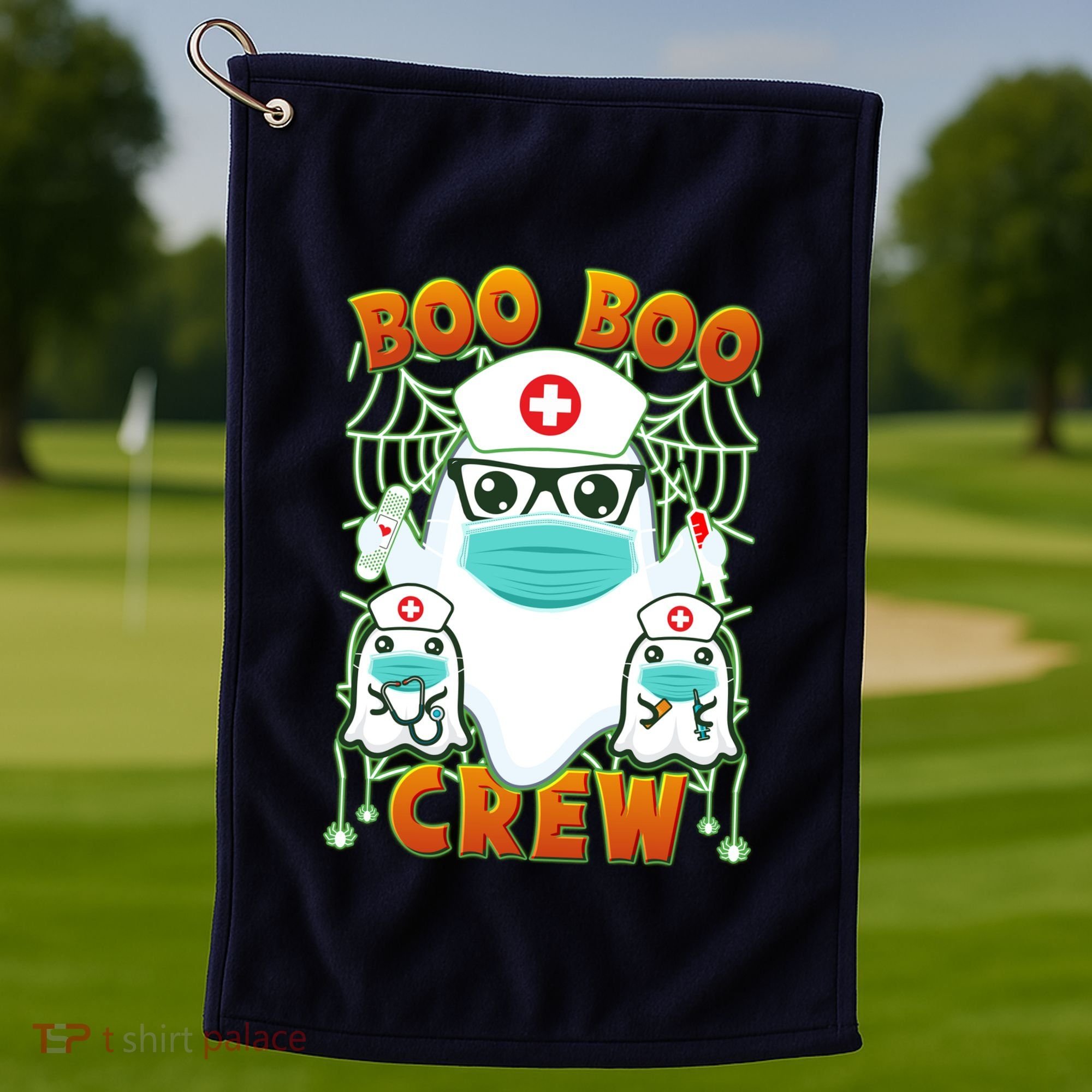 Funny Halloween Ghost Nurse Boo Boo Crew Golf Towel