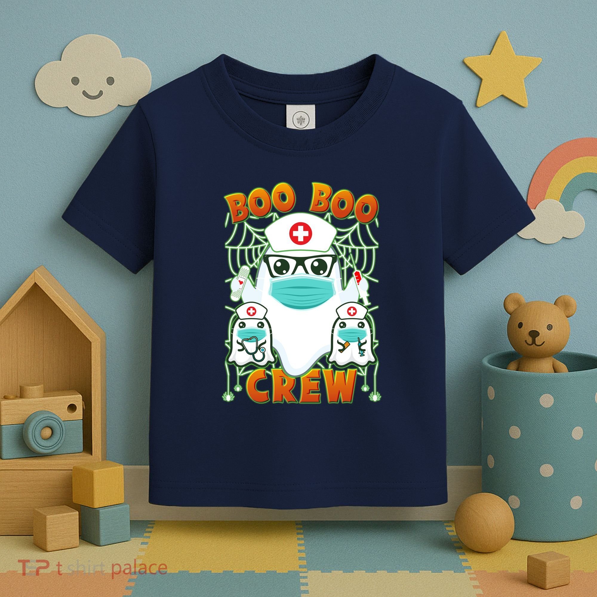 Funny Halloween Ghost Nurse Boo Boo Crew Toddler T-Shirt