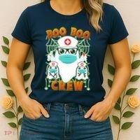 Funny Halloween Ghost Nurse Boo Boo Crew Women's T-Shirt thumb 2