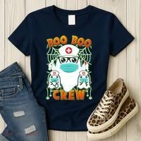 Funny Halloween Ghost Nurse Boo Boo Crew Women's T-Shirt thumb 3