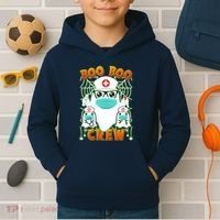 Funny Halloween Ghost Nurse Boo Boo Crew Kids Hoodie thumb 2