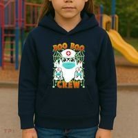 Funny Halloween Ghost Nurse Boo Boo Crew Kids Hoodie thumb 3