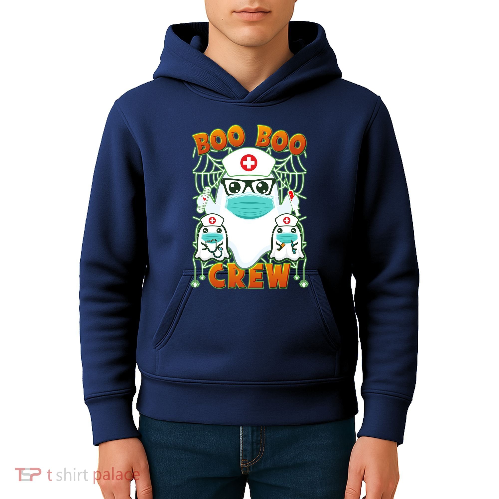 Funny Halloween Ghost Nurse Boo Boo Crew Kids Hoodie