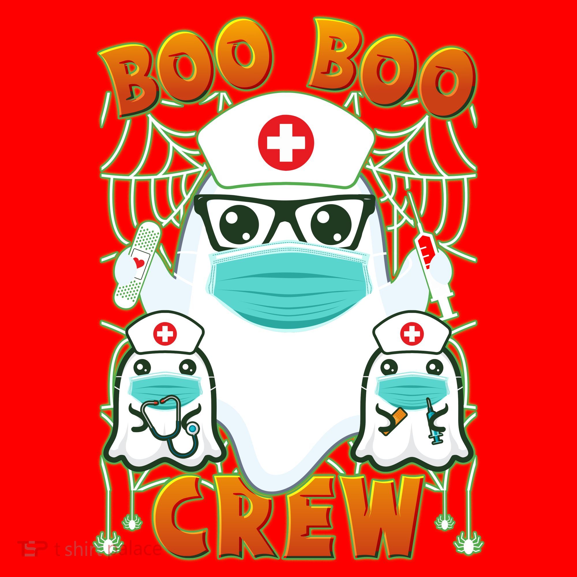 Funny Halloween Ghost Nurse Boo Boo Crew Santa Hat