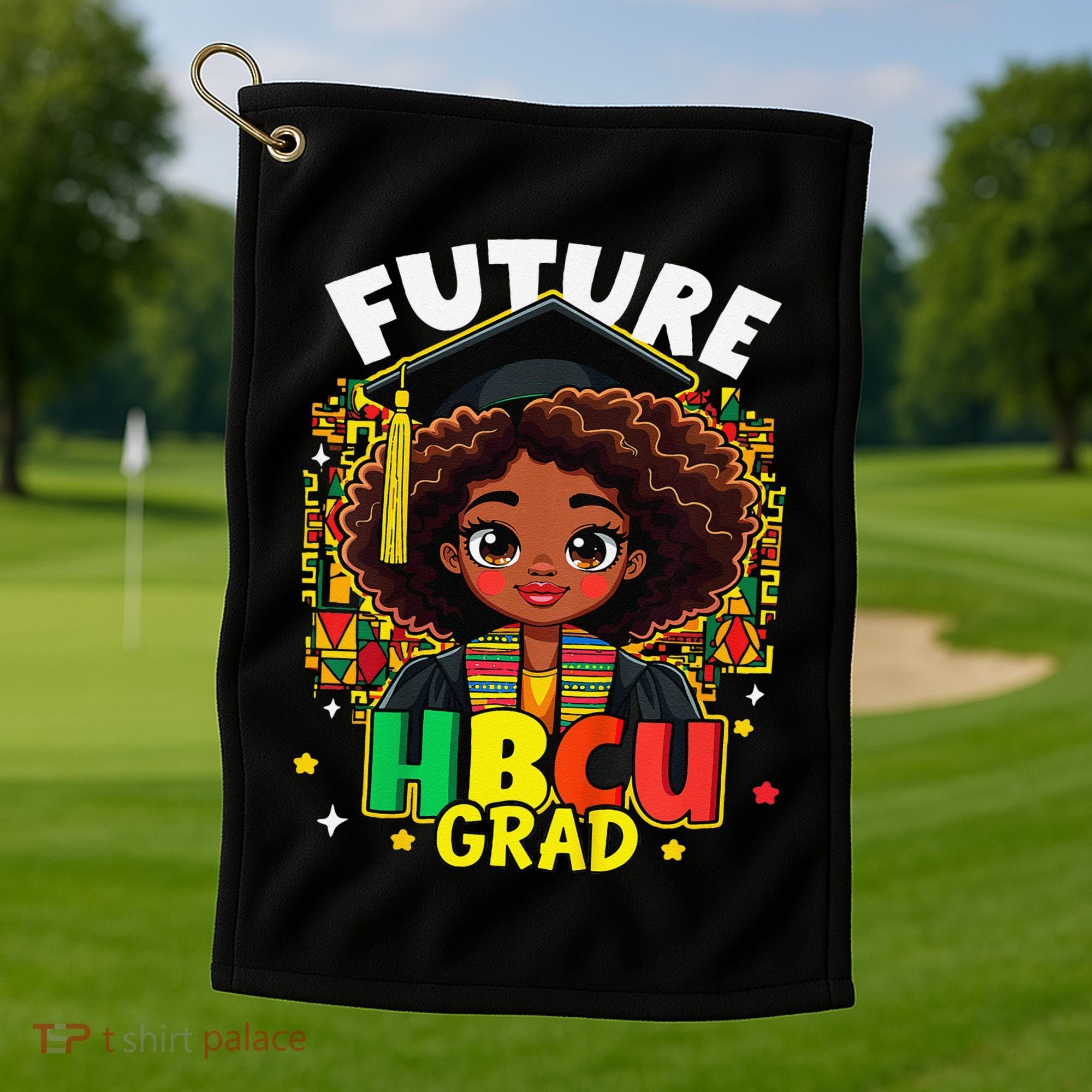 Future Hbcu Grad Black Girl Afro Black History Month Golf Towel