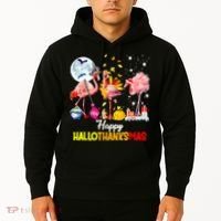 Flamingo Happy HalloThanksmas Funny Halloween Thanksgiving Hoodie thumb 2