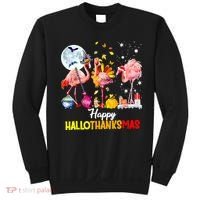 Flamingo Happy HalloThanksmas Funny Halloween Thanksgiving Sweatshirt thumb 0