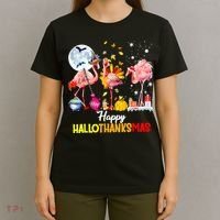 Flamingo Happy HalloThanksmas Funny Halloween Thanksgiving T-Shirt thumb 4