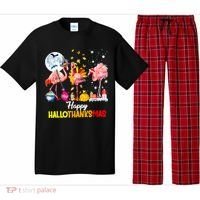 Flamingo Happy HalloThanksmas Funny Halloween Thanksgiving Pajama Set thumb 0