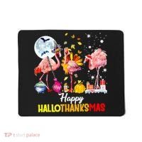 Flamingo Happy HalloThanksmas Funny Halloween Thanksgiving Mousepad thumb 0