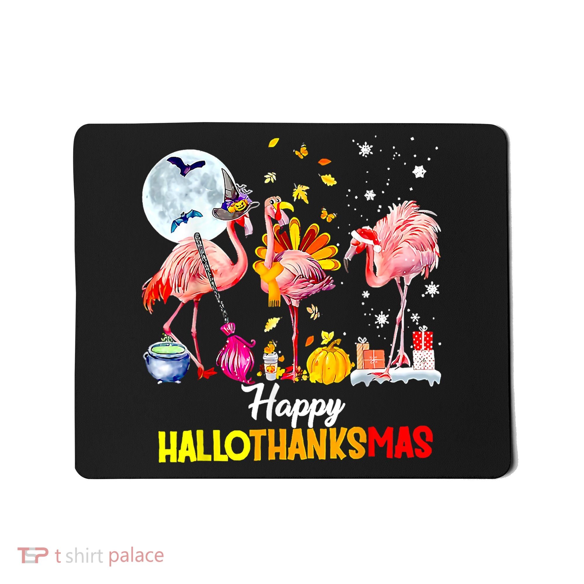 Flamingo Happy HalloThanksmas Funny Halloween Thanksgiving Mousepad