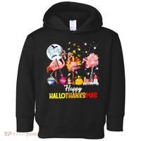 Flamingo Happy HalloThanksmas Funny Halloween Thanksgiving Toddler Hoodie thumb 0