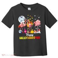 Flamingo Happy HalloThanksmas Funny Halloween Thanksgiving Toddler T-Shirt thumb 0