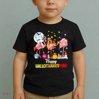 Flamingo Happy HalloThanksmas Funny Halloween Thanksgiving Toddler T-Shirt thumb 2