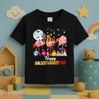 Flamingo Happy HalloThanksmas Funny Halloween Thanksgiving Toddler T-Shirt thumb 3
