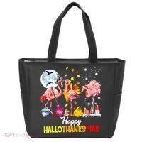 Flamingo Happy HalloThanksmas Funny Halloween Thanksgiving Tote Bag thumb 0