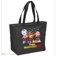 Flamingo Happy HalloThanksmas Funny Halloween Thanksgiving Tote Bag thumb 2
