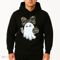 Funny Hello Hunting Season Halloween Camouflage Camo Ghost Hoodie thumb 2