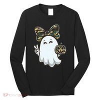 Funny Hello Hunting Season Halloween Camouflage Camo Ghost Long Sleeve Shirt thumb 0