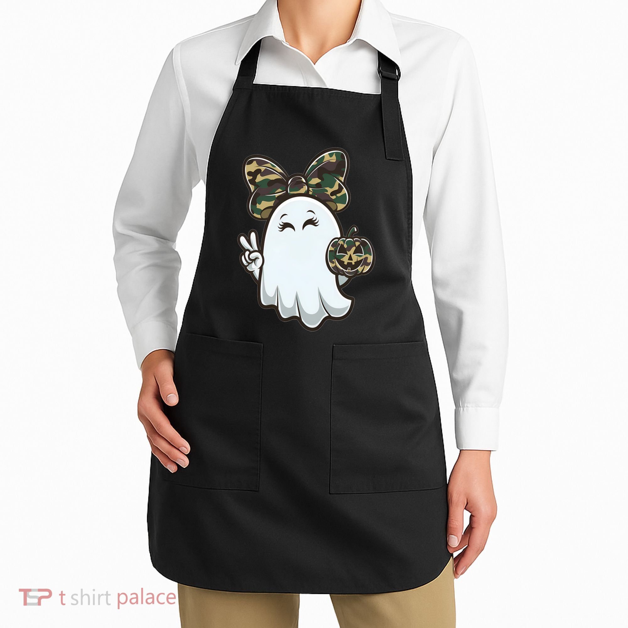 Funny Hello Hunting Season Halloween Camouflage Camo Ghost Apron