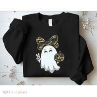 Funny Hello Hunting Season Halloween Camouflage Camo Ghost Sweatshirt thumb 2