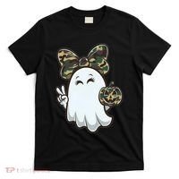 Funny Hello Hunting Season Halloween Camouflage Camo Ghost T-Shirt thumb 0