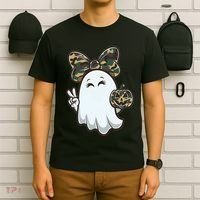 Funny Hello Hunting Season Halloween Camouflage Camo Ghost T-Shirt thumb 6