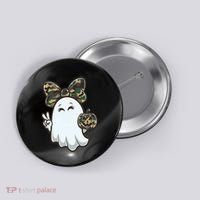 Funny Hello Hunting Season Halloween Camouflage Camo Ghost Button thumb 0