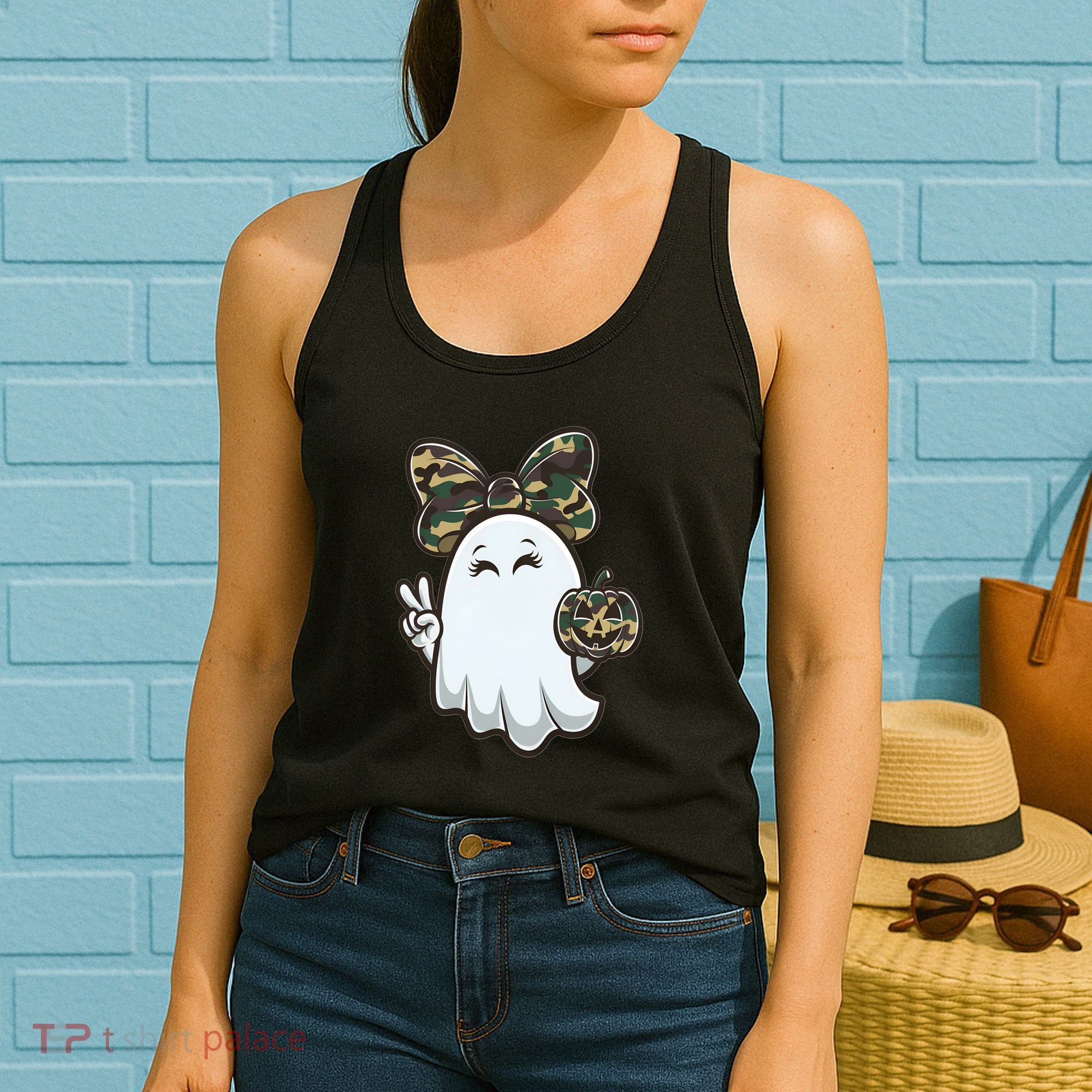 Funny Hello Hunting Season Halloween Camouflage Camo Ghost Women's Tank Top