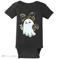 Funny Hello Hunting Season Halloween Camouflage Camo Ghost Baby Bodysuit thumb 0