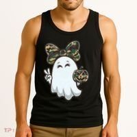 Funny Hello Hunting Season Halloween Camouflage Camo Ghost Tank Top thumb 3