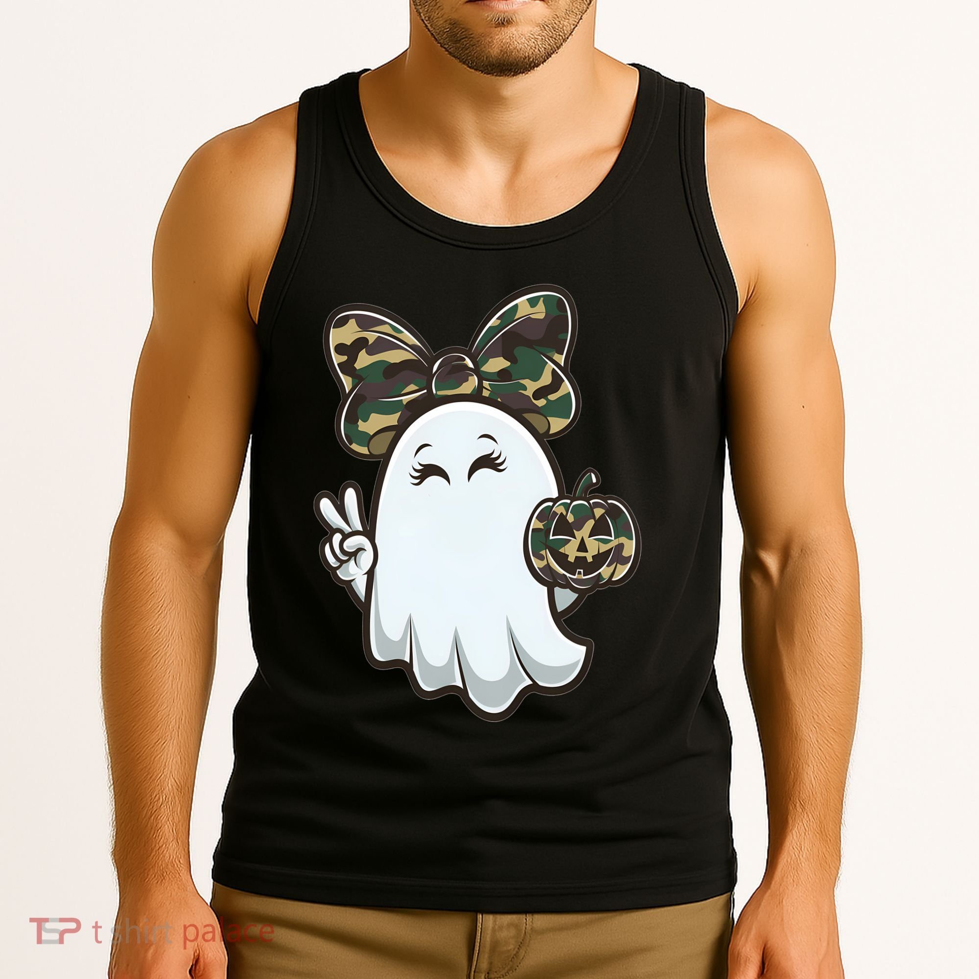 Funny Hello Hunting Season Halloween Camouflage Camo Ghost Tank Top