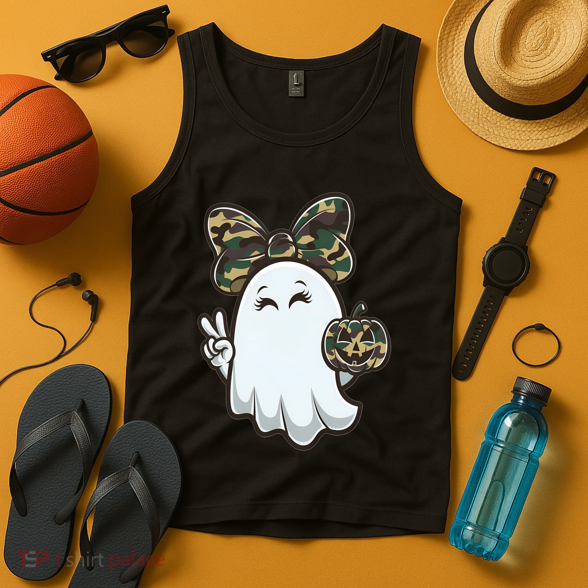 Funny Hello Hunting Season Halloween Camouflage Camo Ghost Tank Top