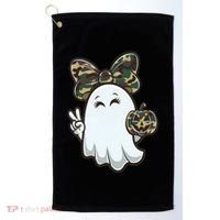 Funny Hello Hunting Season Halloween Camouflage Camo Ghost Golf Towel thumb 0