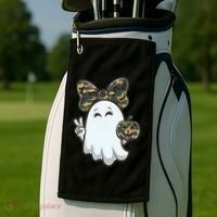 Funny Hello Hunting Season Halloween Camouflage Camo Ghost Golf Towel thumb 2