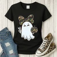 Funny Hello Hunting Season Halloween Camouflage Camo Ghost Women's T-Shirt thumb 3
