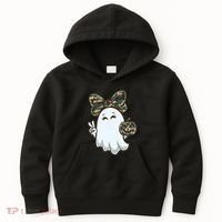 Funny Hello Hunting Season Halloween Camouflage Camo Ghost Kids Hoodie thumb 0
