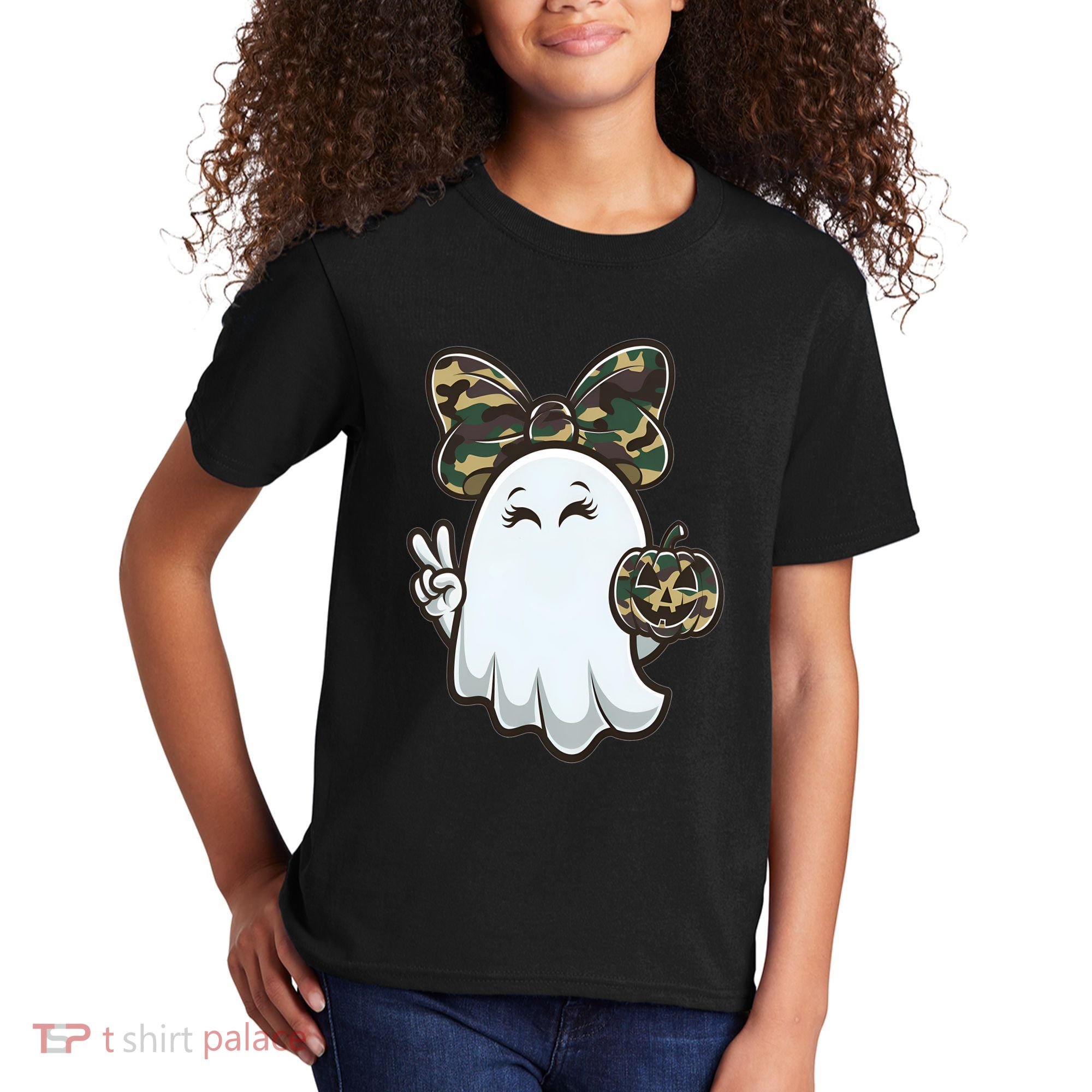 Funny Hello Hunting Season Halloween Camouflage Camo Ghost Kids T-Shirt