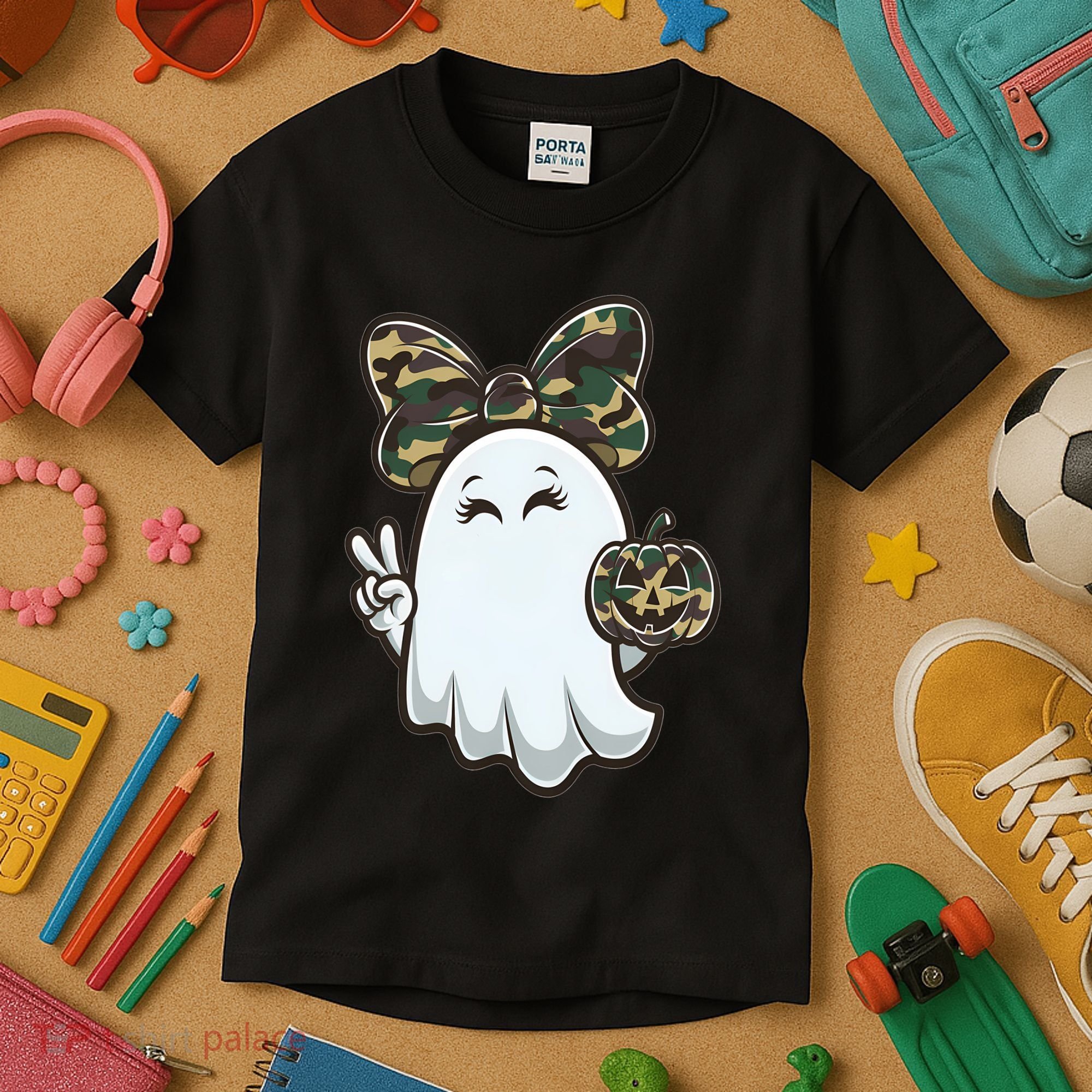 Funny Hello Hunting Season Halloween Camouflage Camo Ghost Kids T-Shirt