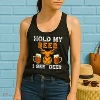 Funny Hunting Hold My Beer I See A Deer Women's Tank Top thumb 2